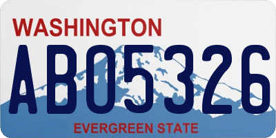 WA license plate ABO5326