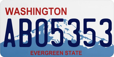 WA license plate ABO5353