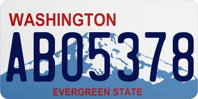 WA license plate ABO5378