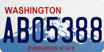 WA license plate ABO5388