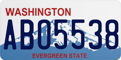 WA license plate ABO5538