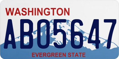 WA license plate ABO5647