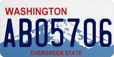 WA license plate ABO5706