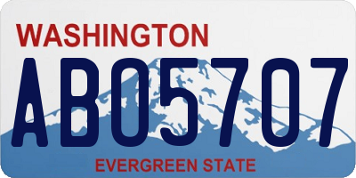 WA license plate ABO5707