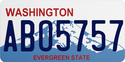 WA license plate ABO5757