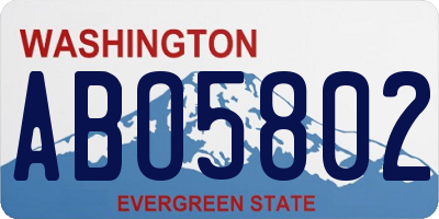 WA license plate ABO5802