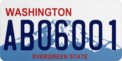 WA license plate ABO6001
