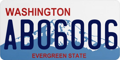 WA license plate ABO6006
