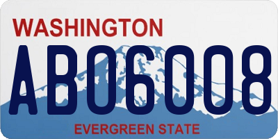WA license plate ABO6008