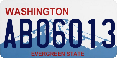 WA license plate ABO6013