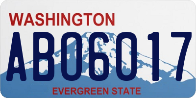 WA license plate ABO6017