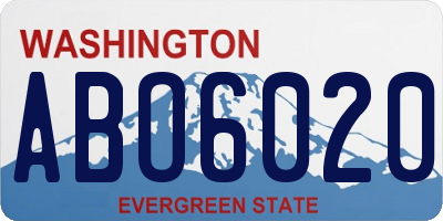 WA license plate ABO6020