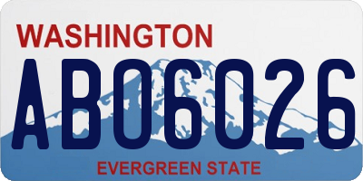 WA license plate ABO6026