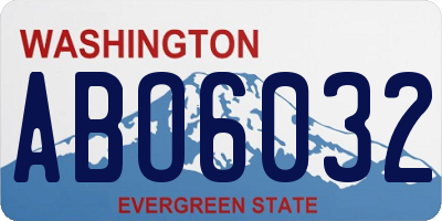 WA license plate ABO6032