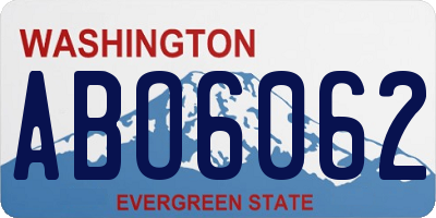 WA license plate ABO6062