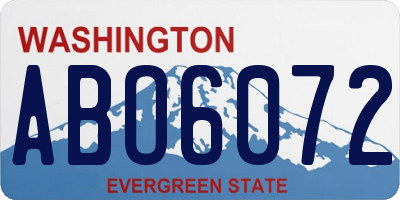 WA license plate ABO6072
