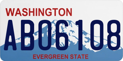 WA license plate ABO6108