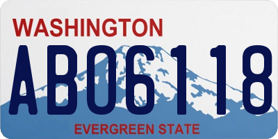 WA license plate ABO6118