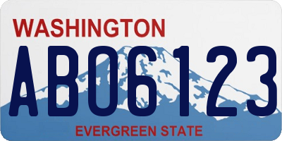 WA license plate ABO6123