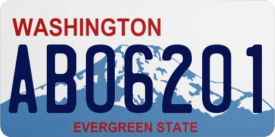 WA license plate ABO6201