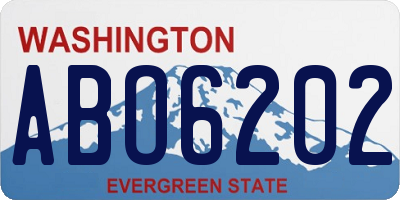 WA license plate ABO6202