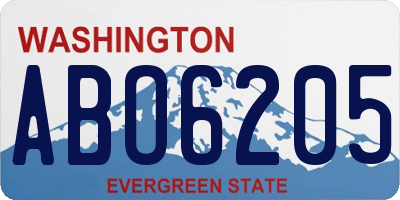 WA license plate ABO6205