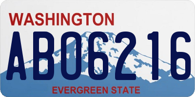 WA license plate ABO6216