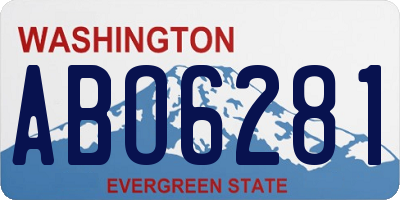 WA license plate ABO6281