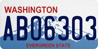 WA license plate ABO6303