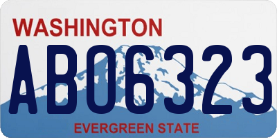 WA license plate ABO6323