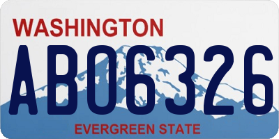WA license plate ABO6326