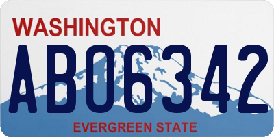 WA license plate ABO6342