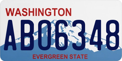 WA license plate ABO6348