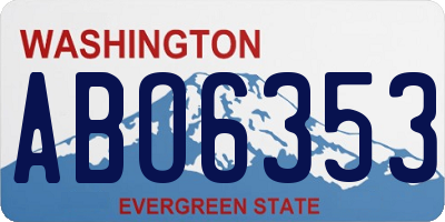 WA license plate ABO6353
