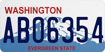 WA license plate ABO6354