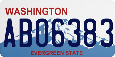 WA license plate ABO6383