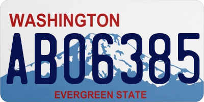 WA license plate ABO6385