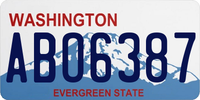 WA license plate ABO6387
