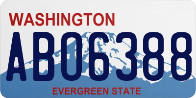 WA license plate ABO6388
