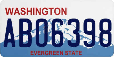 WA license plate ABO6398