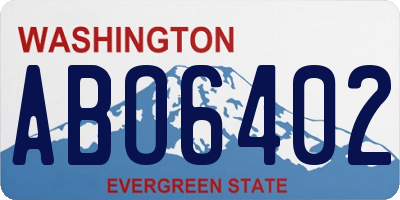 WA license plate ABO6402