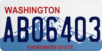 WA license plate ABO6403