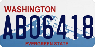 WA license plate ABO6418