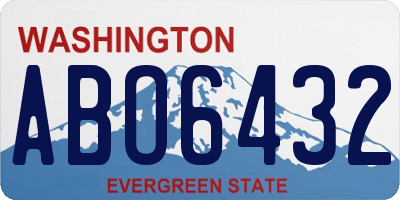 WA license plate ABO6432