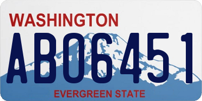 WA license plate ABO6451
