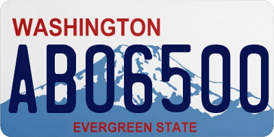 WA license plate ABO6500