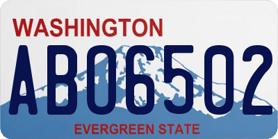 WA license plate ABO6502
