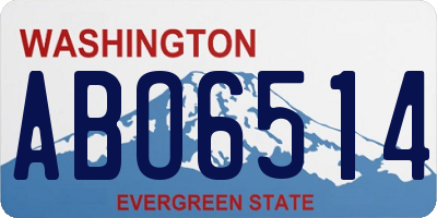 WA license plate ABO6514