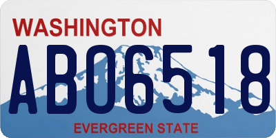 WA license plate ABO6518