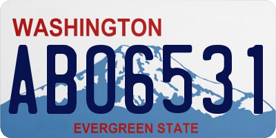 WA license plate ABO6531